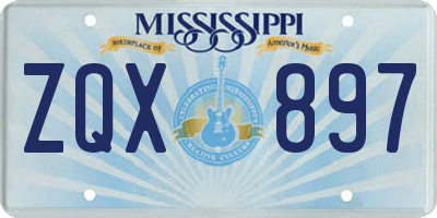 MS license plate ZQX897