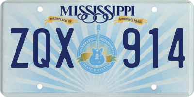 MS license plate ZQX914
