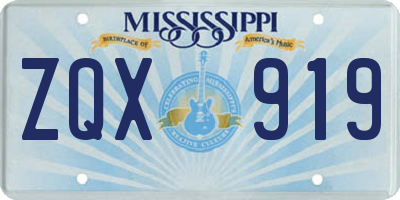 MS license plate ZQX919
