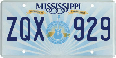 MS license plate ZQX929