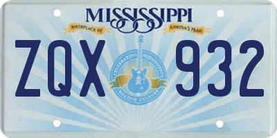 MS license plate ZQX932