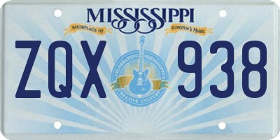 MS license plate ZQX938