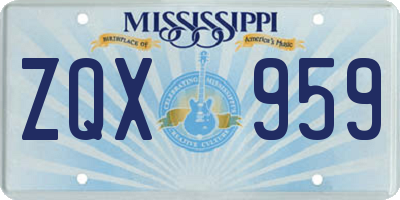 MS license plate ZQX959