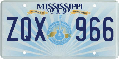 MS license plate ZQX966