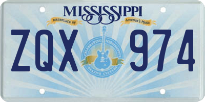 MS license plate ZQX974