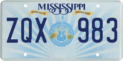 MS license plate ZQX983