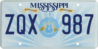 MS license plate ZQX987