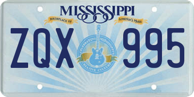 MS license plate ZQX995
