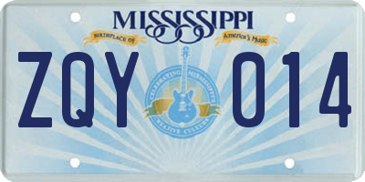 MS license plate ZQY014