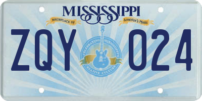 MS license plate ZQY024