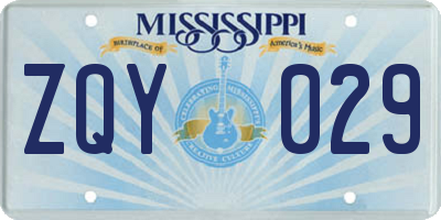 MS license plate ZQY029