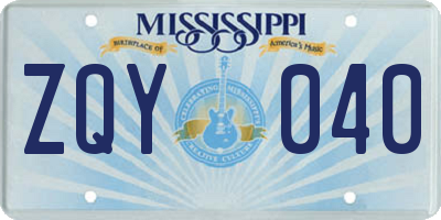 MS license plate ZQY040
