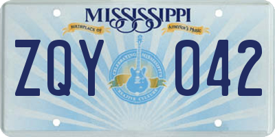 MS license plate ZQY042