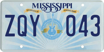 MS license plate ZQY043