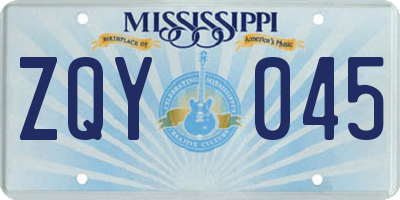 MS license plate ZQY045