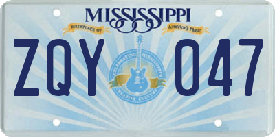 MS license plate ZQY047