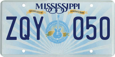 MS license plate ZQY050
