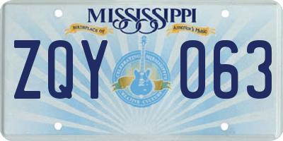 MS license plate ZQY063