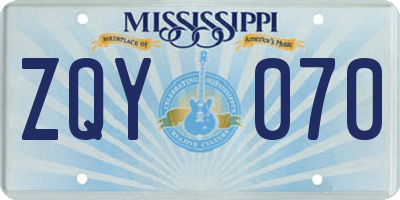 MS license plate ZQY070
