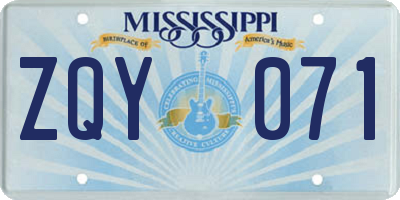 MS license plate ZQY071