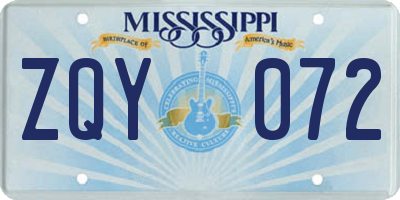 MS license plate ZQY072