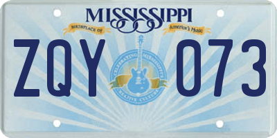 MS license plate ZQY073