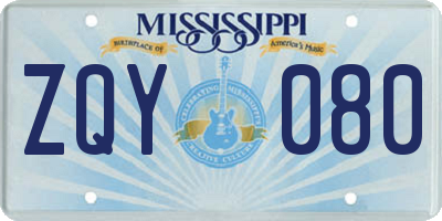 MS license plate ZQY080
