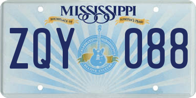 MS license plate ZQY088