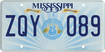 MS license plate ZQY089