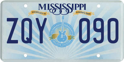MS license plate ZQY090