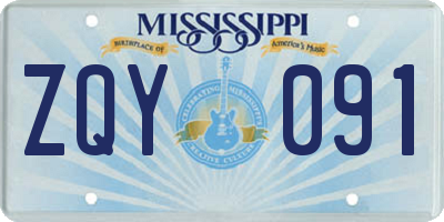 MS license plate ZQY091