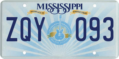 MS license plate ZQY093