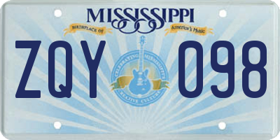 MS license plate ZQY098