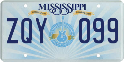 MS license plate ZQY099