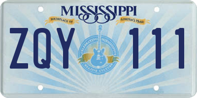 MS license plate ZQY111