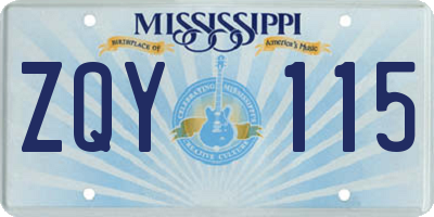 MS license plate ZQY115