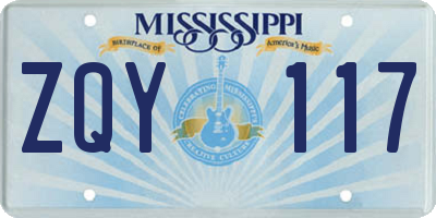 MS license plate ZQY117