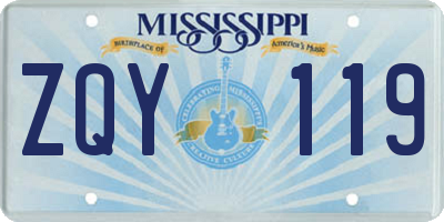 MS license plate ZQY119