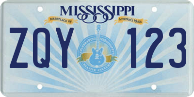 MS license plate ZQY123