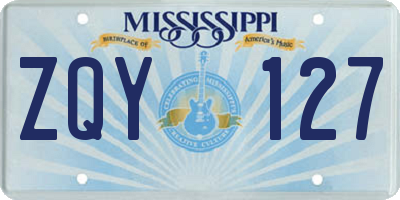 MS license plate ZQY127