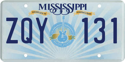 MS license plate ZQY131