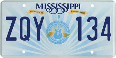 MS license plate ZQY134