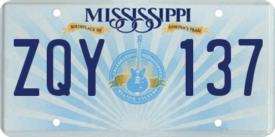 MS license plate ZQY137