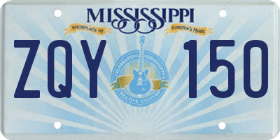 MS license plate ZQY150