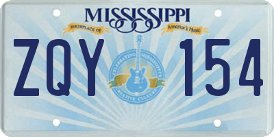 MS license plate ZQY154