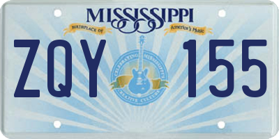 MS license plate ZQY155