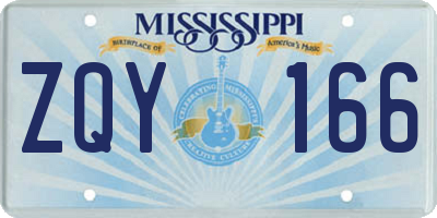 MS license plate ZQY166