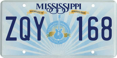 MS license plate ZQY168