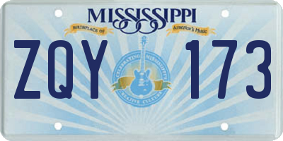 MS license plate ZQY173