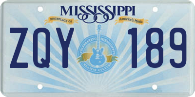 MS license plate ZQY189